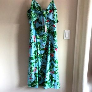 Tropical midi strap dress - with pockets!
